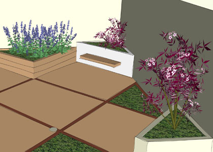 Detail from sketch of the courtyard garden