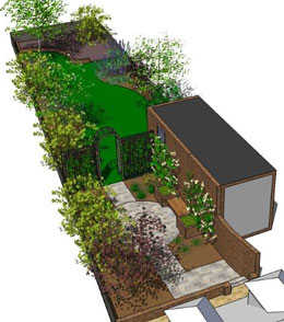 3D perspective of garden design
